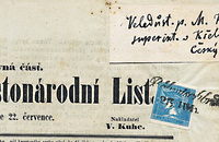 Novinová známka tzv. modrý Merkur - Rakousko 1851