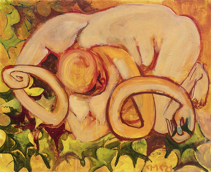 Listomet, 90 × 110 cm, olej na plátně, 2021