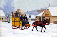 One-horse mail sleigh in Žamberk