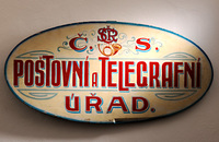 Czechoslovak wooden post office sign