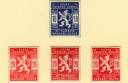 Foto 1 - Známky skautské pošty z roku 1918 v několika barevných odstínech - Různé odstíny skautských známek vznikly kvůli nekvalitnímu tisku a jsou dnes velkou sběratelskou raritou
